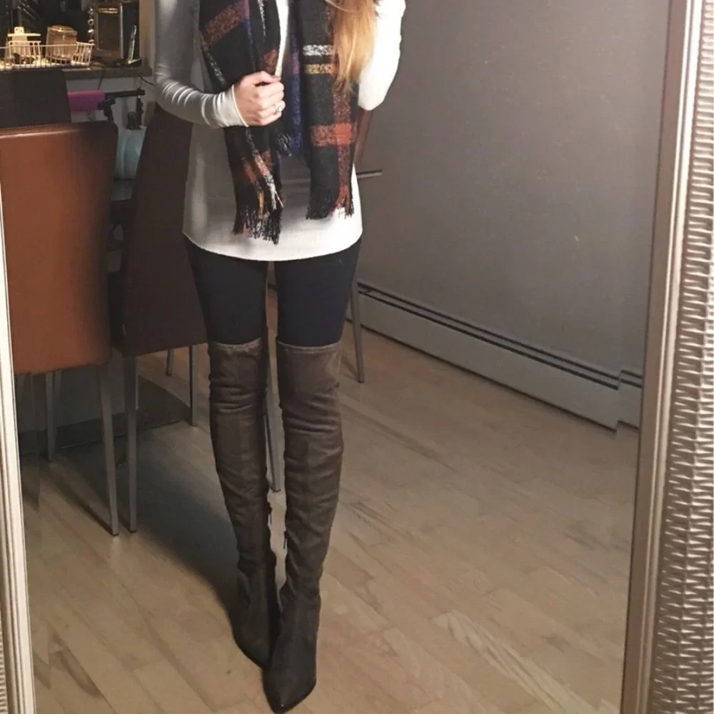 Marc Fisher Over-the-Knee Suede Boots in Charcoal